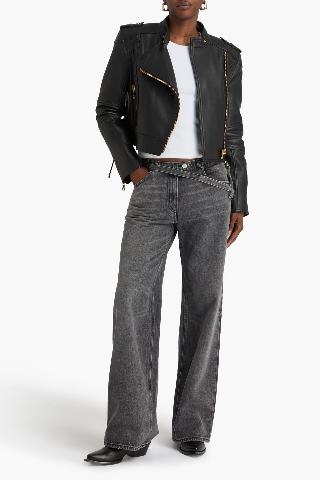 BALMAIN レザー ライダースジャケット レースアップ