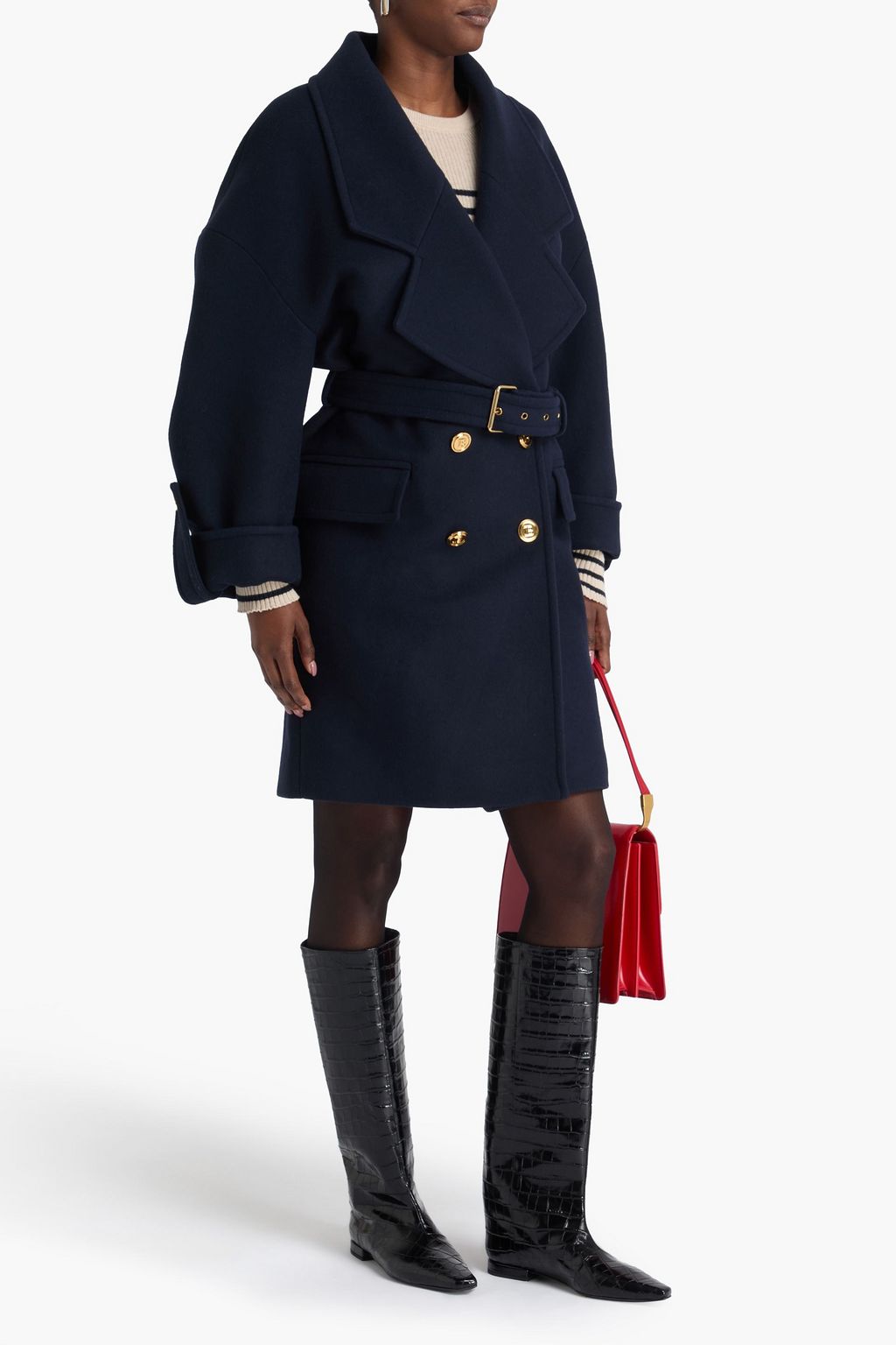 BALMAIN Double-breasted wool and cashmere-blend felt coat