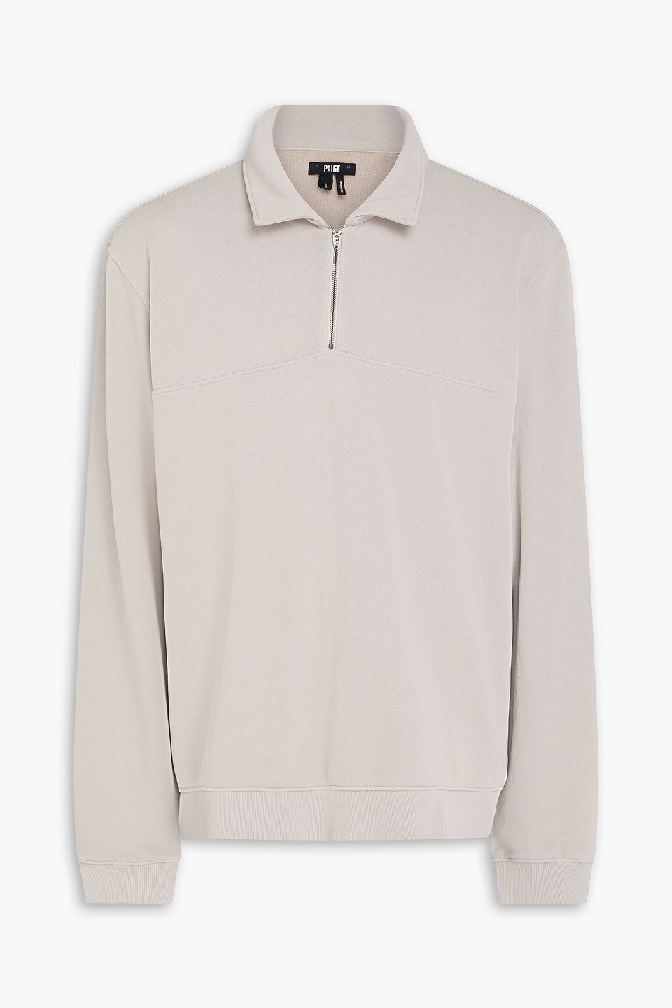 Paige French Cotton-terry Half-zip Sweatshirt In Gray