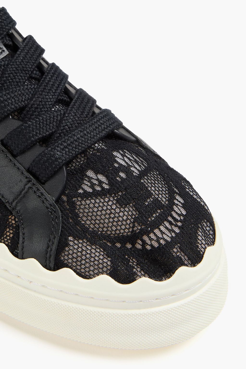 CHLOÉ Lauren leather-trimmed lace sneakers