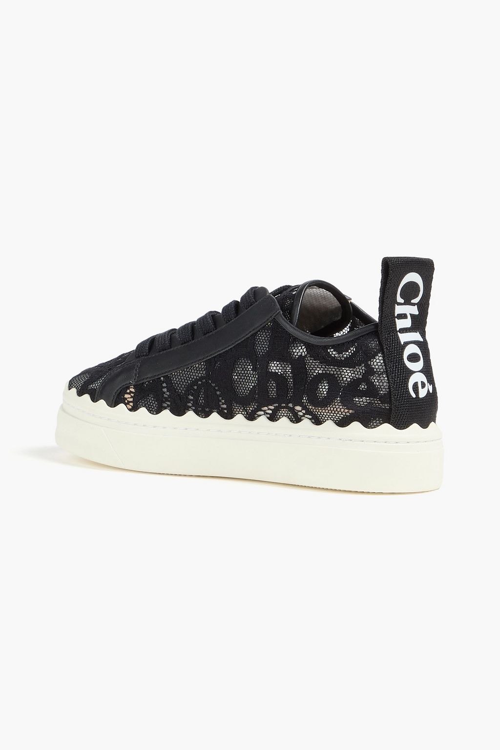 CHLOÉ Lauren leather-trimmed lace sneakers