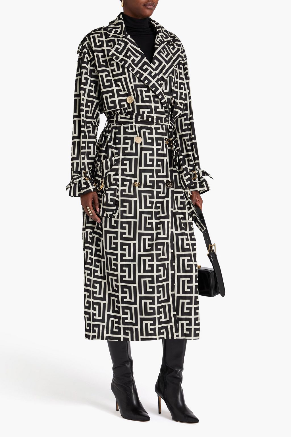 BALMAIN Logo-print shell trench coat