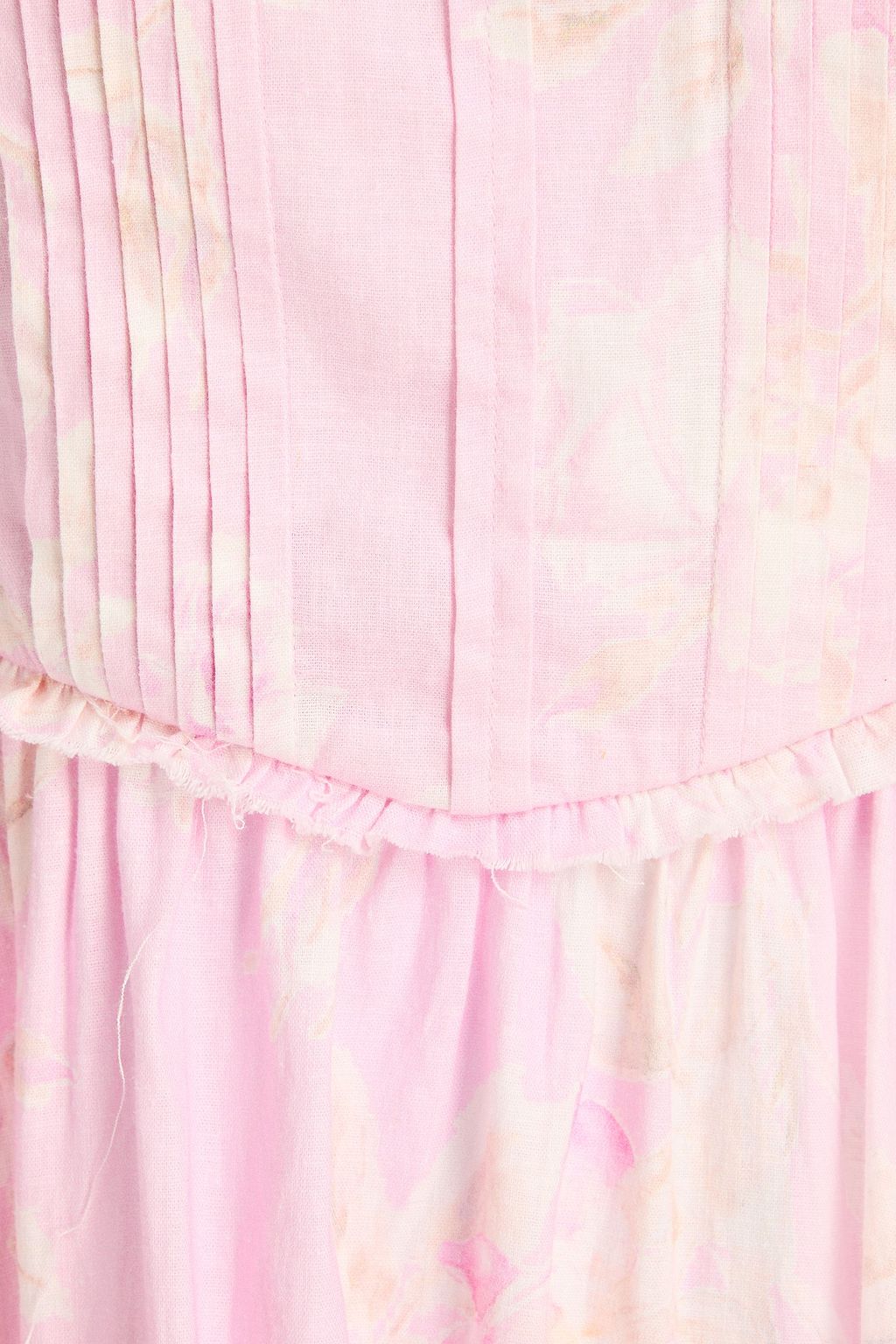LOVESHACKFANCY Lowery Minikleid aus einer Leinenmischung mit floralem Print und Biesen