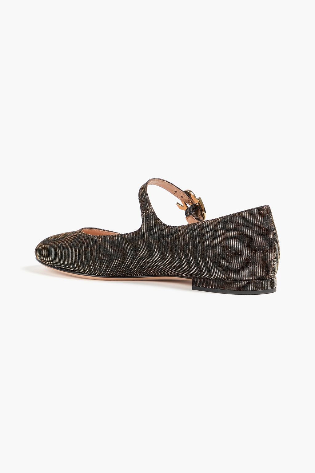 GIANVITO ROSSI Mary ラメ メリージェーン フラットシューズ レオパードプリント