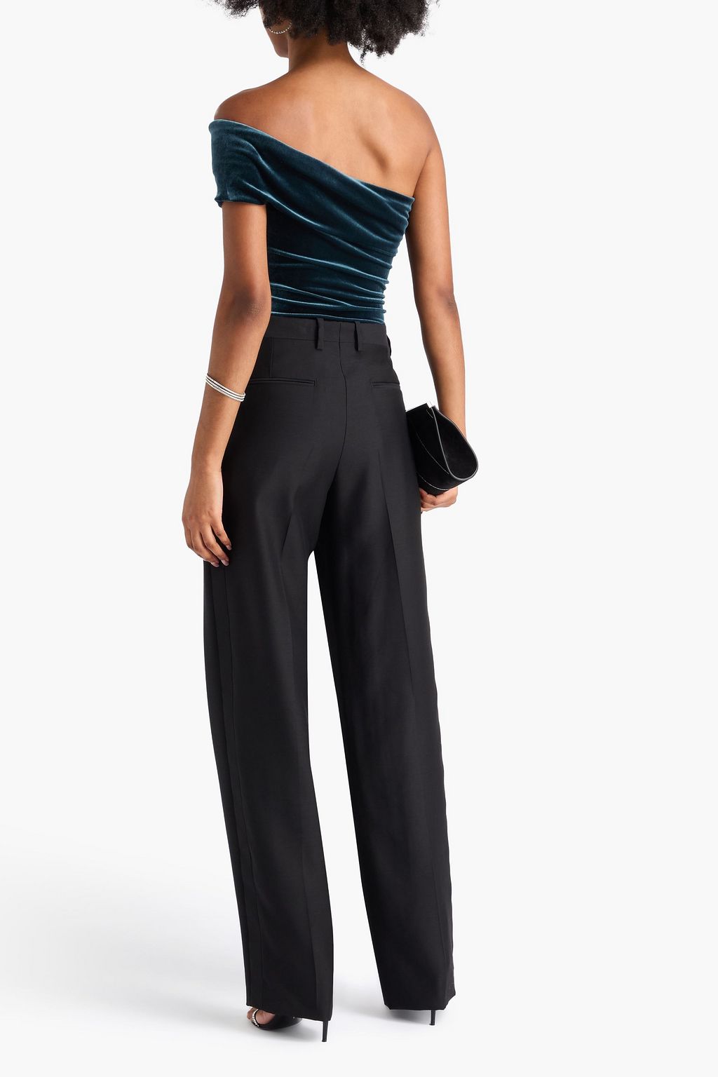 AGOLDE Bree one-shoulder stretch-velvet bodysuit