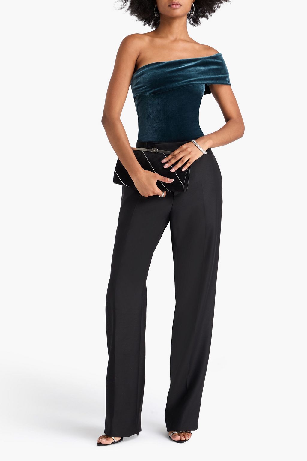 AGOLDE Bree one-shoulder stretch-velvet bodysuit