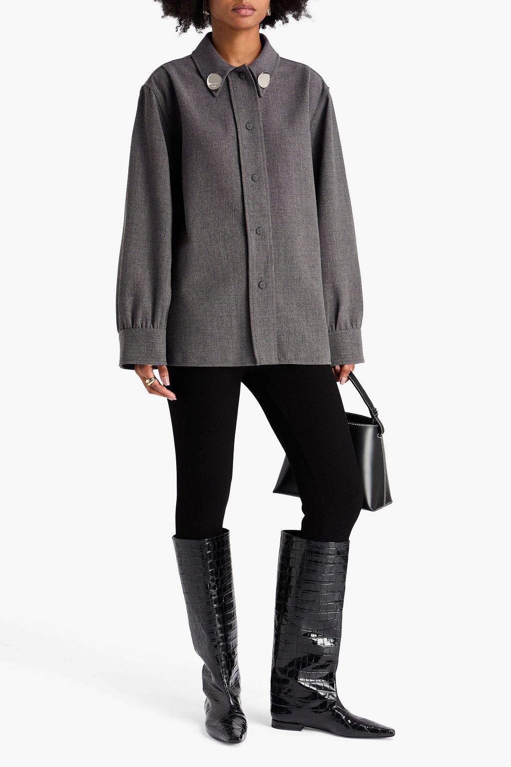 JIL SANDER Hemd aus Woll-Gaze mit Verzierung