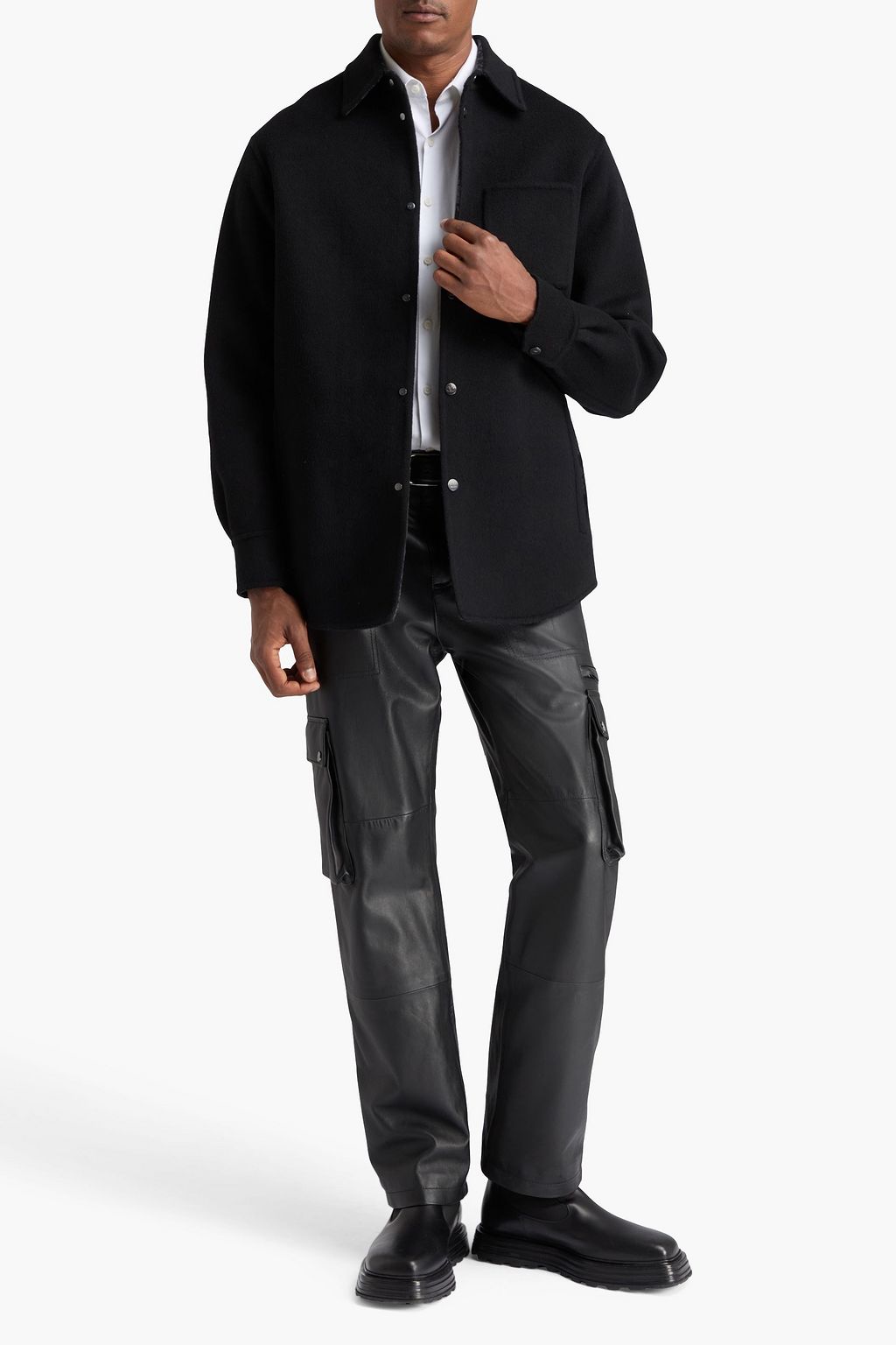 VALENTINO GARAVANI Reversible wool and silk-blend felt overshirt