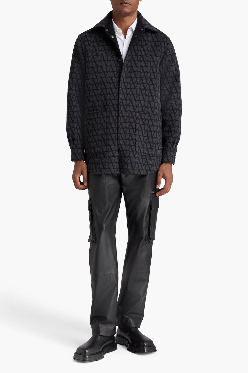 VALENTINO GARAVANI Reversible wool and silk-blend felt overshirt