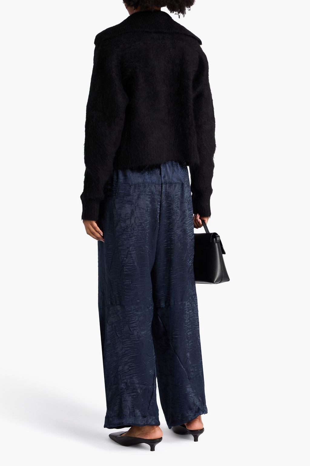 HIGH Crinkled-satin wide-leg pants