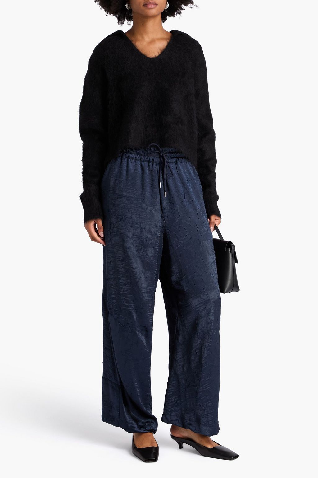 HIGH Crinkled-satin wide-leg pants