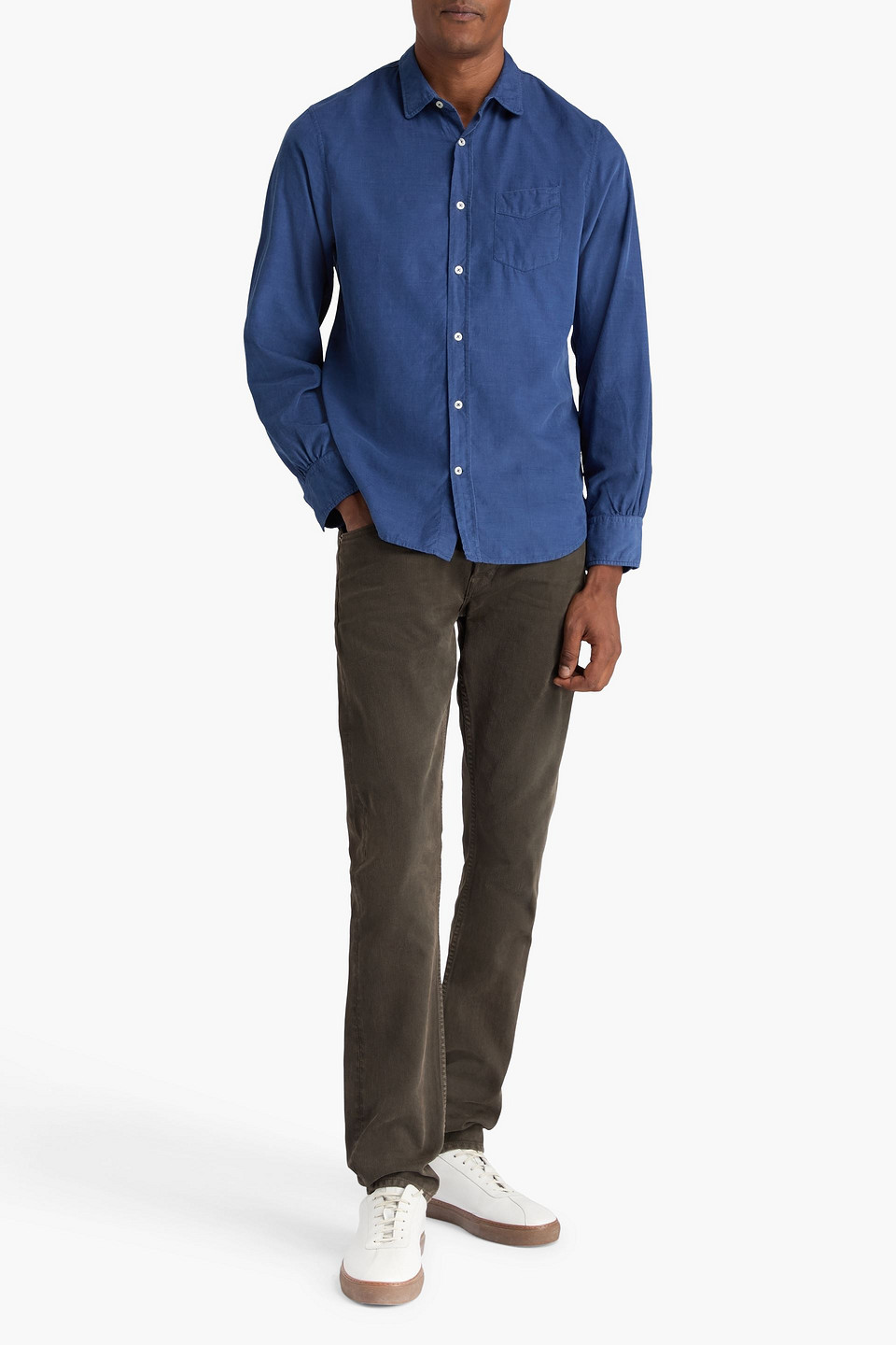 Officine Generale Lipp Cotton And Lyocell-blend Corduroy Shirt In Blue