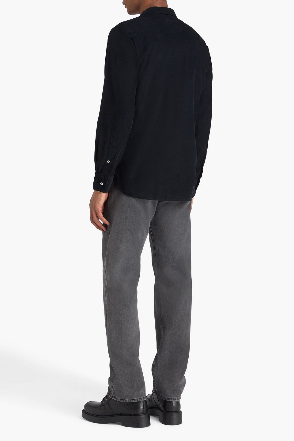 Officine Generale Lipp Cotton And Lyocell-blend Corduroy Shirt In Black