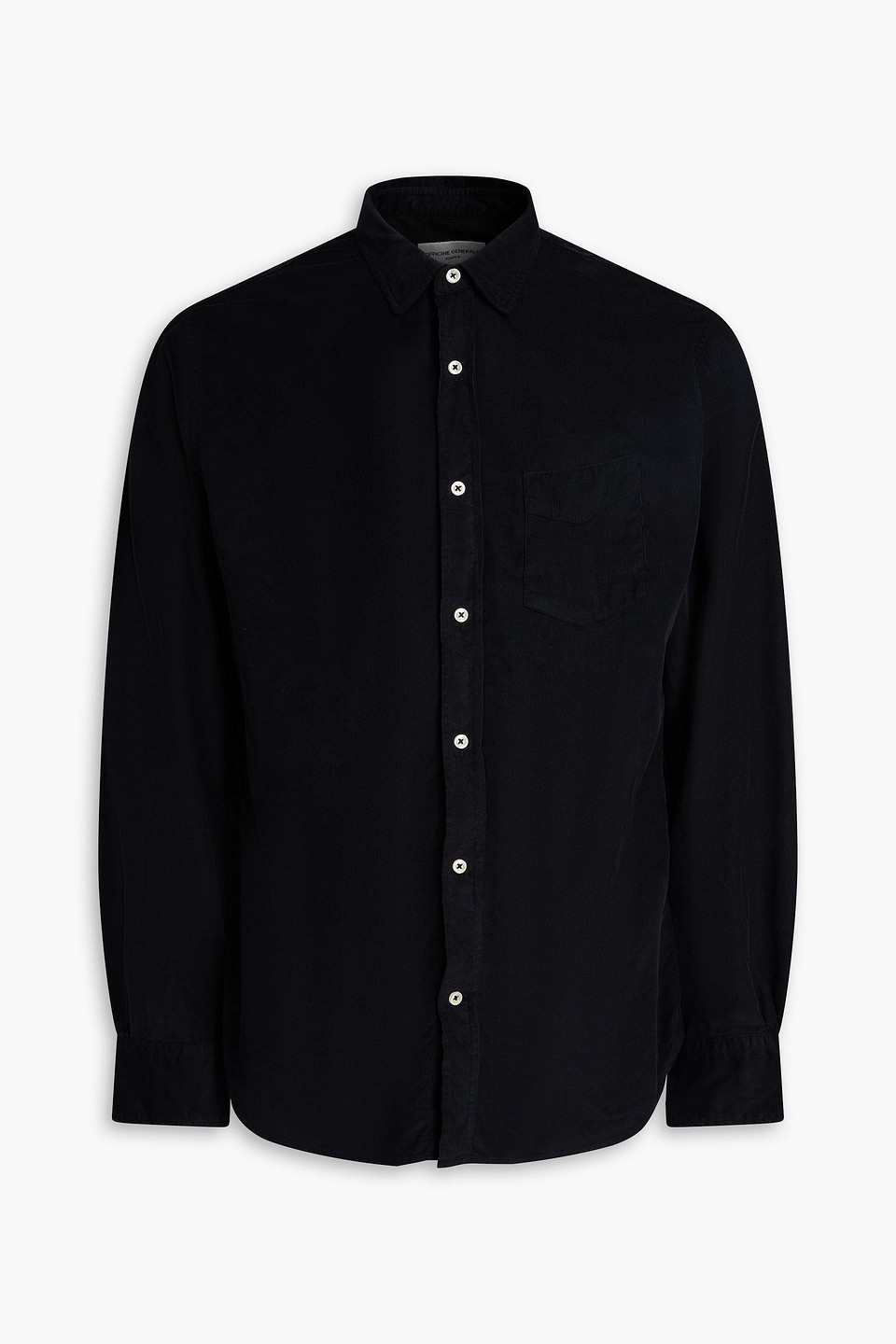 Officine Generale Lipp Cotton And Lyocell-blend Corduroy Shirt In Black