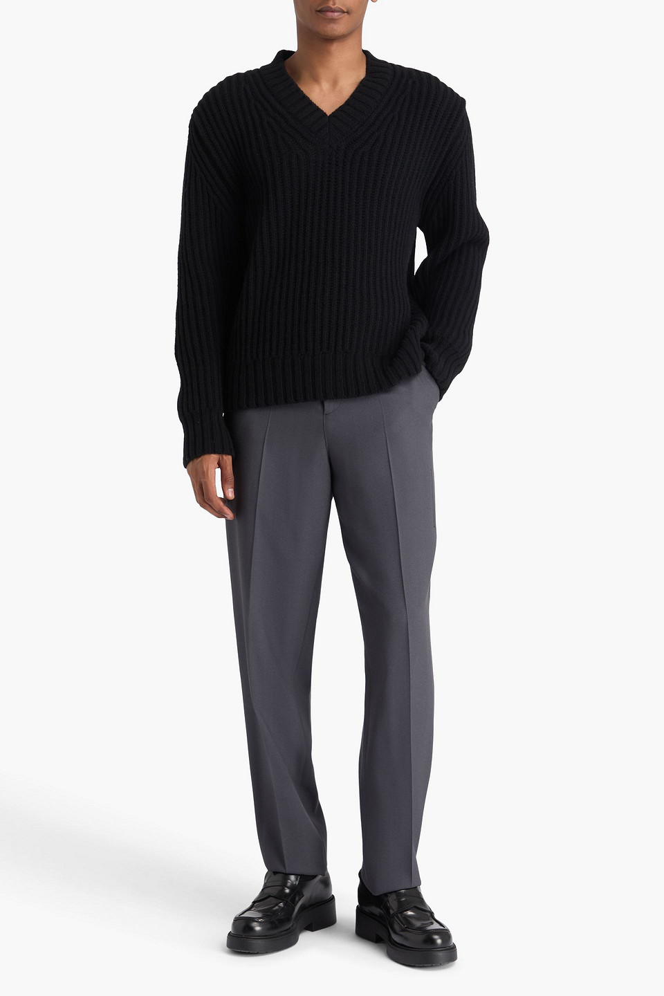  Officine Générale - Francis Pullover Aus Gerippter Wolle - Schwarz - S 