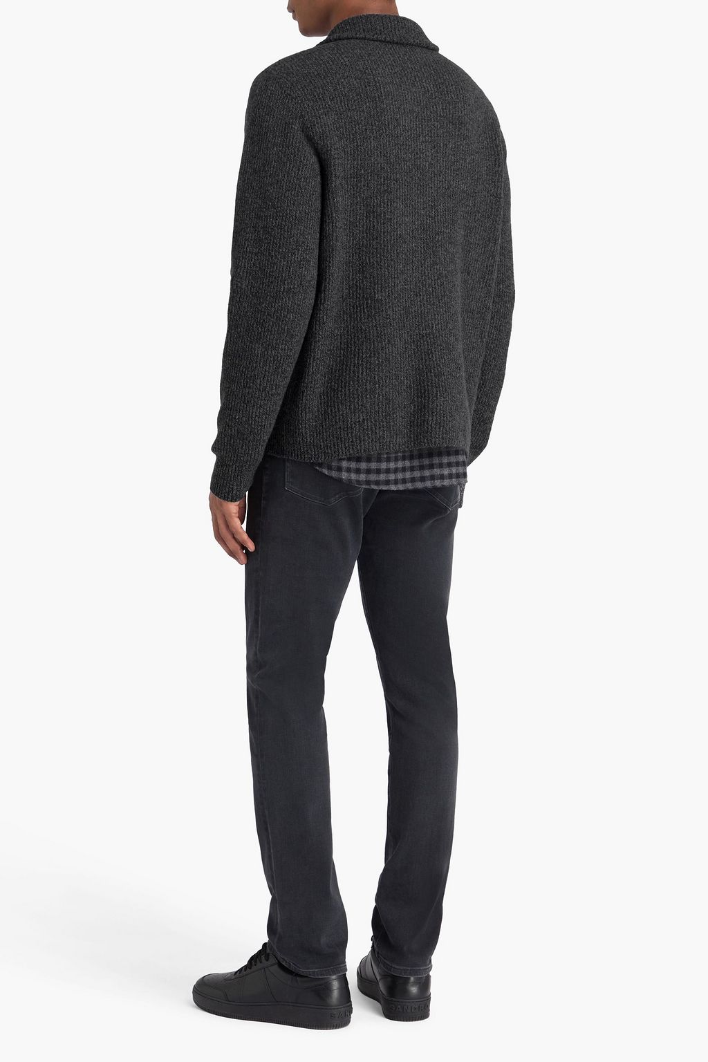 OFFICINE GÉNÉRALE リブ編みウール ジップアップセーター