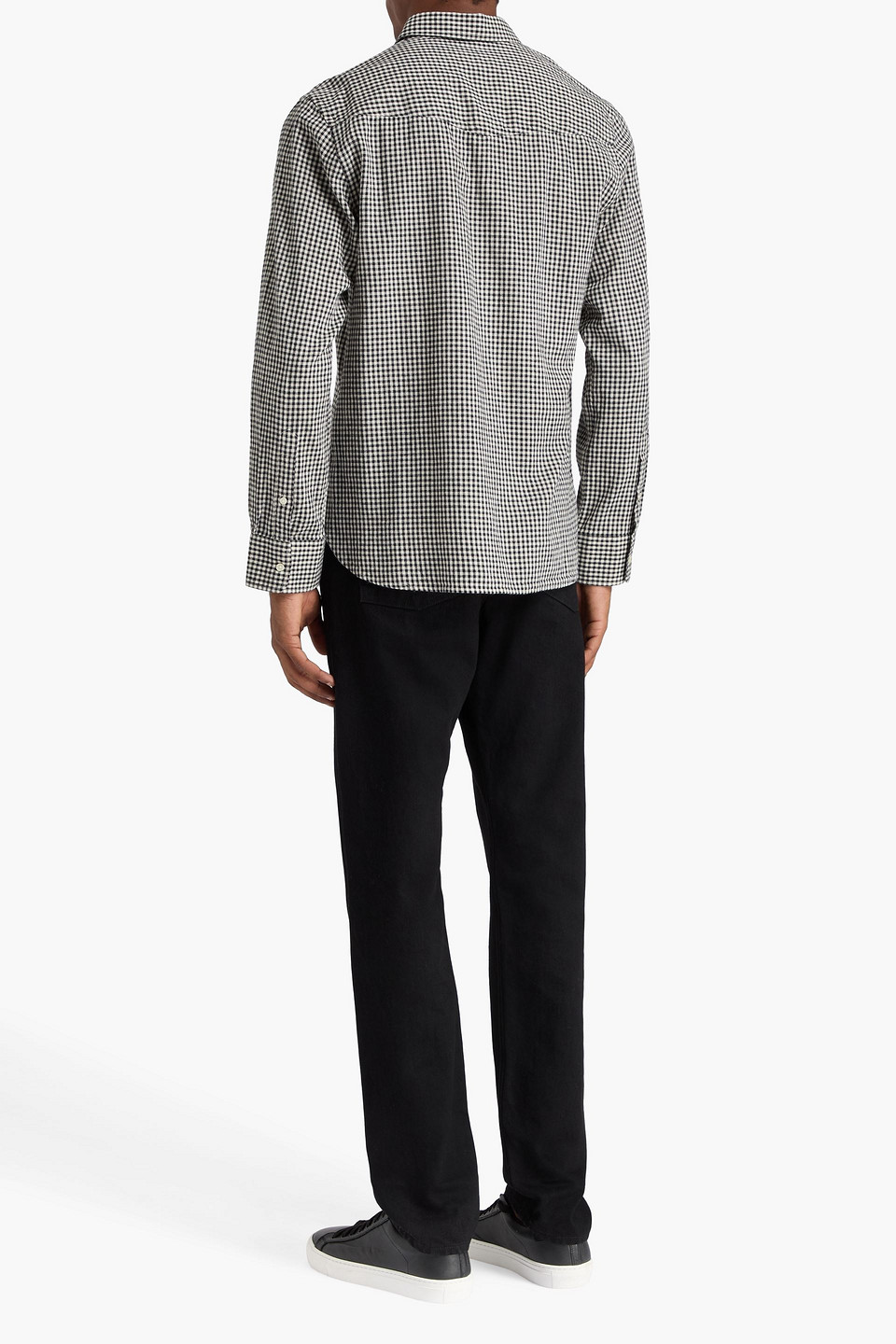 Officine Generale Benoit Gingham Cotton, Linen And Ramie-blend Shirt In Black