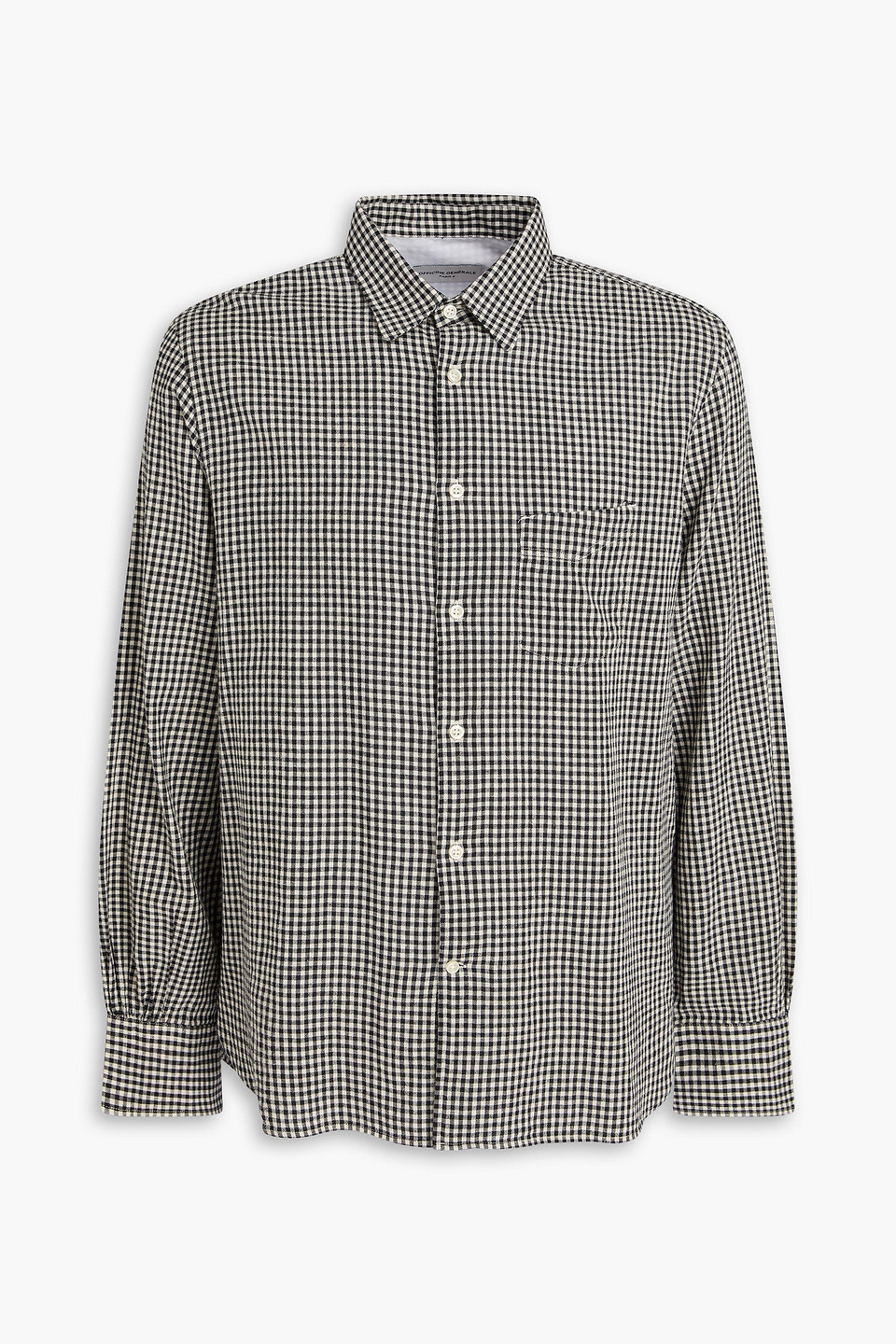 Officine Generale Benoit Gingham Cotton, Linen And Ramie-blend Shirt In Black