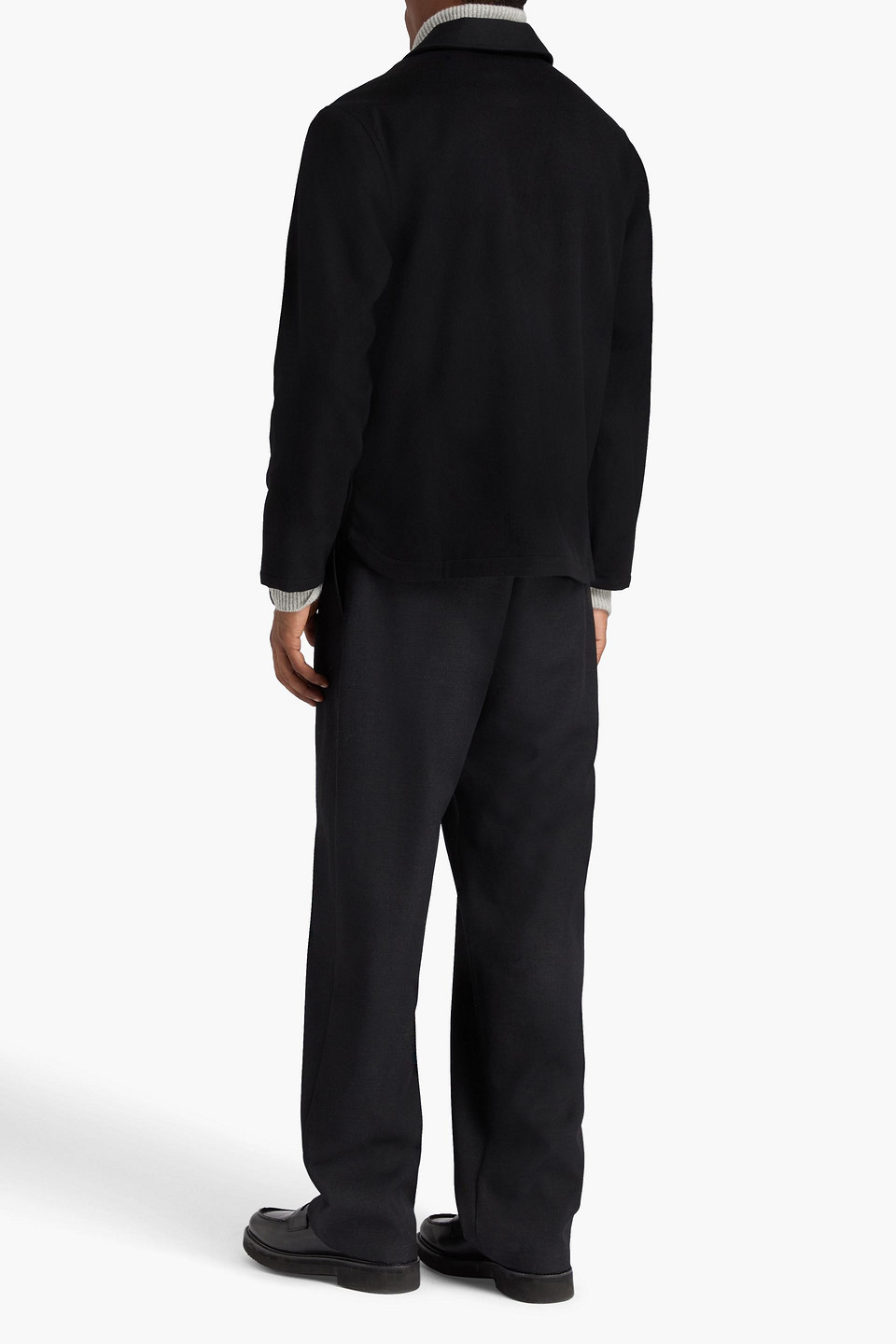 Officine Generale Haby Wool And Cashmere-blend Felt Overshirt In Black