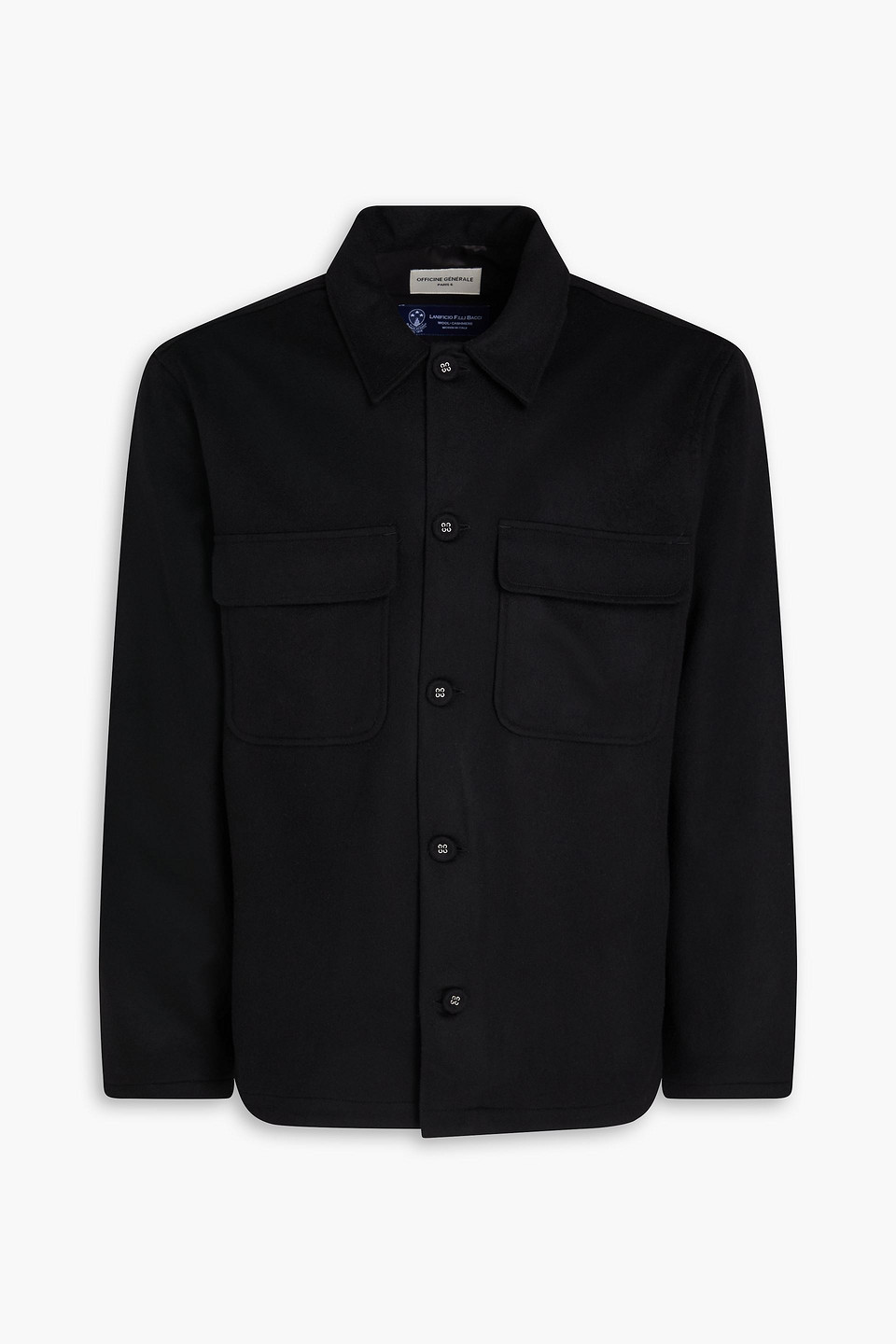 Officine Generale Haby Wool And Cashmere-blend Felt Overshirt In Black