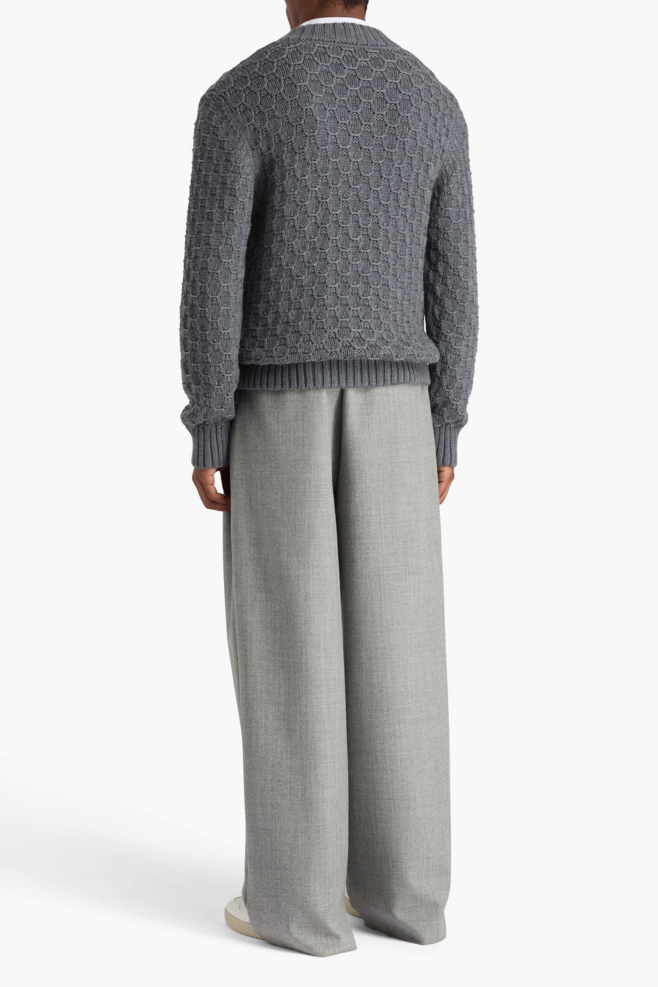 Officine Generale Francis Jacquard-knit Wool Sweater In Gray