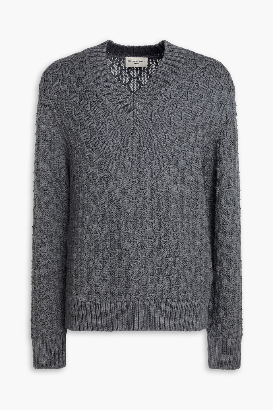 Officine Generale Francis Jacquard-knit Wool Sweater In Gray