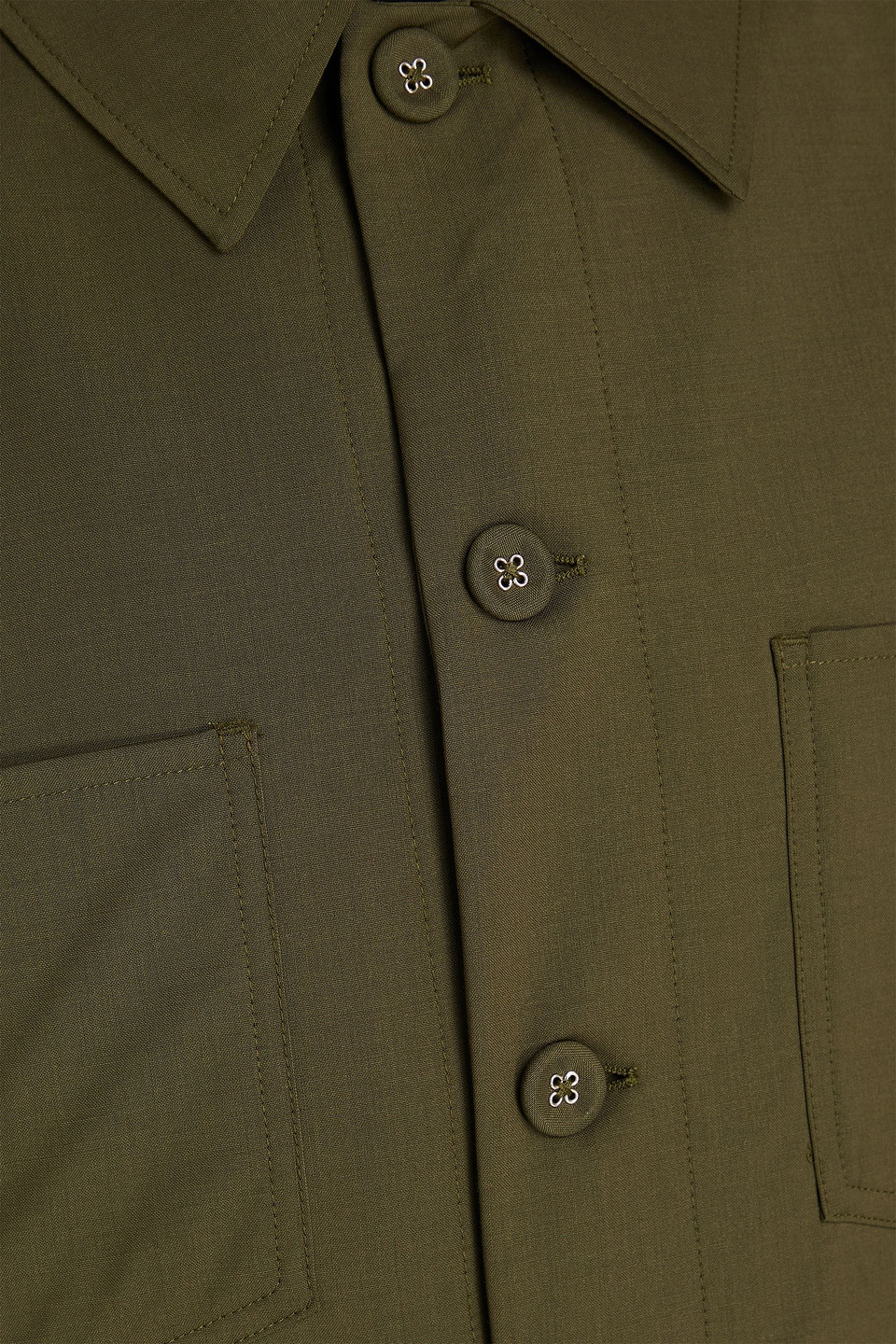 Officine Generale Hendrick Wool Overshirt In Green