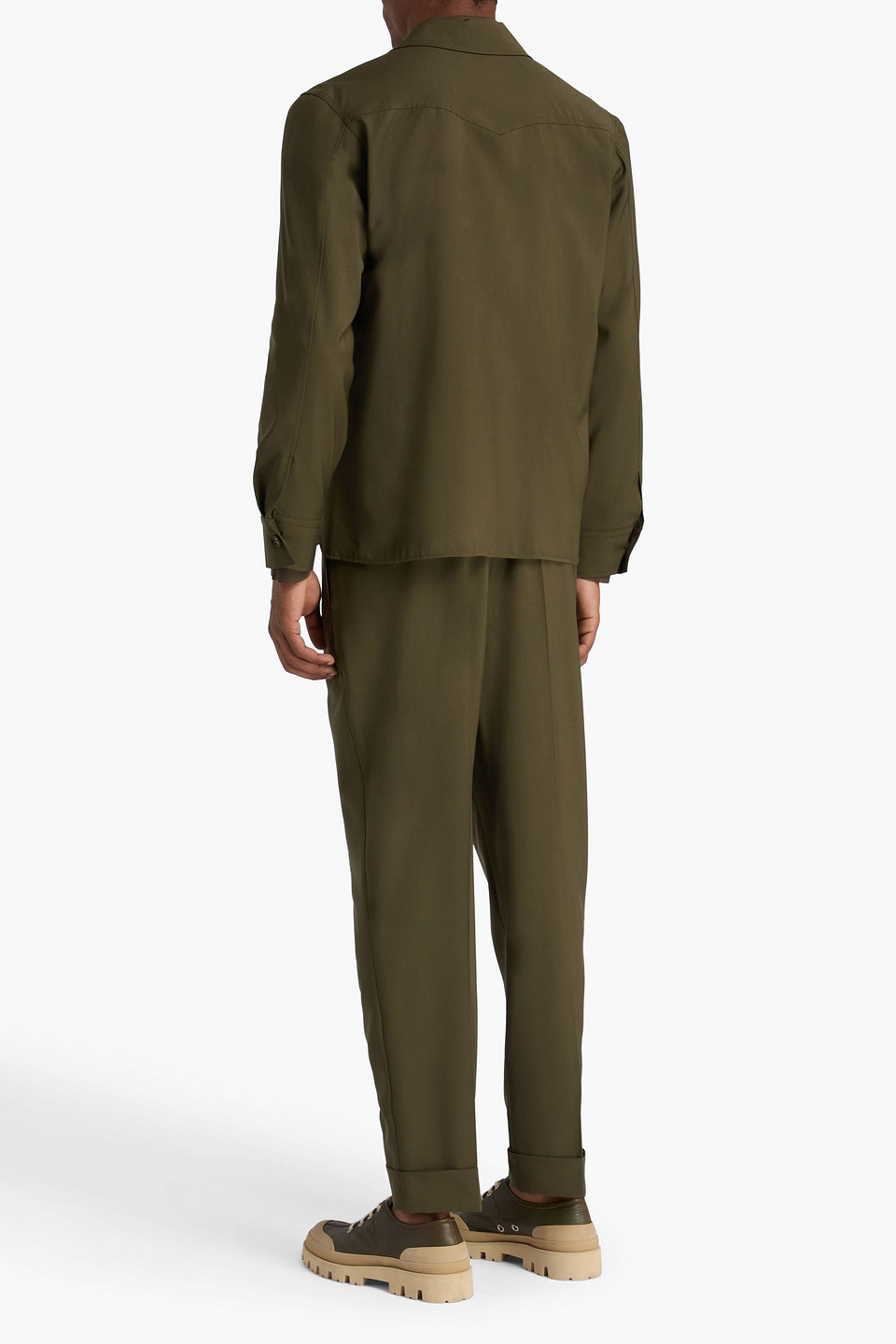 Officine Generale Hendrick Wool Overshirt In Green