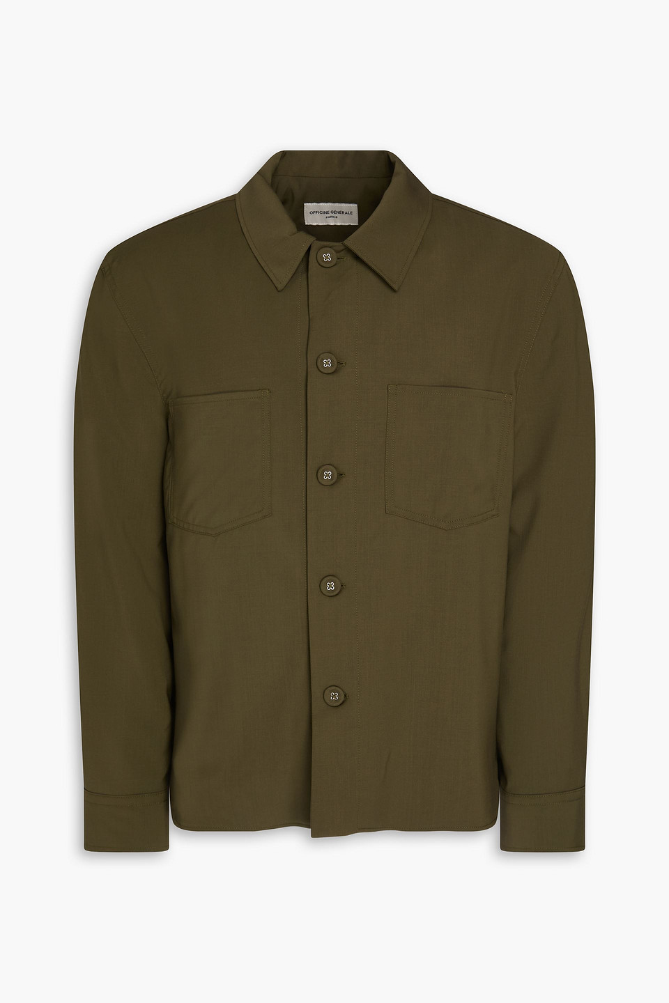 Officine Generale Hendrick Wool Overshirt In Green