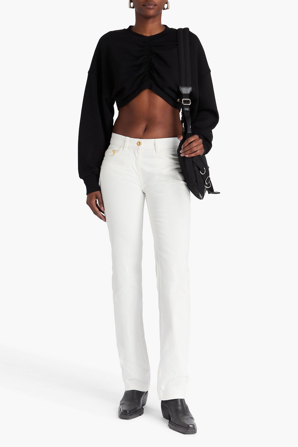 PALM ANGELS Cropped Sweatshirt aus Baumwollfrottee