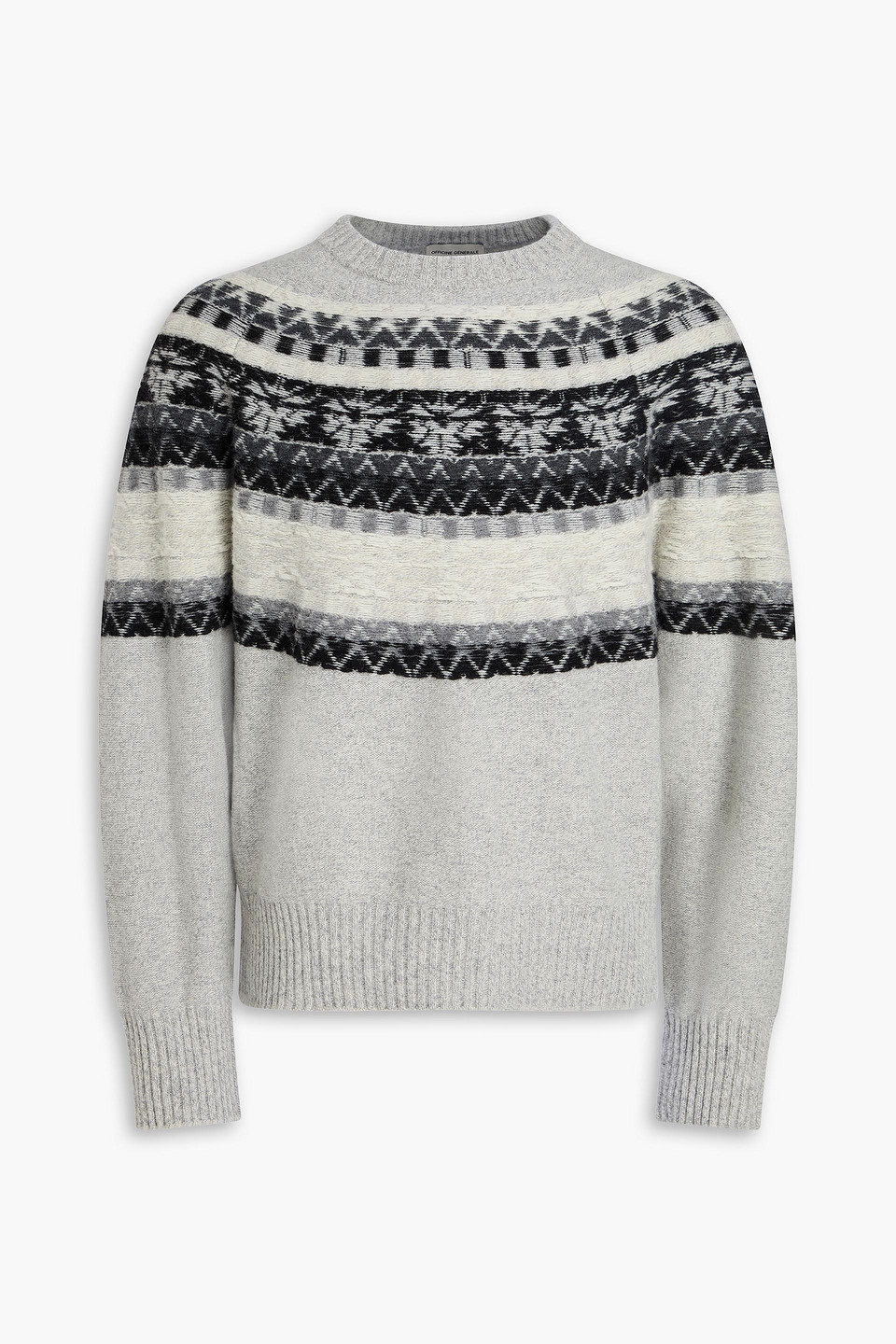 Officine Generale Manolo Fair Isle Merino Wool Sweater In Gray