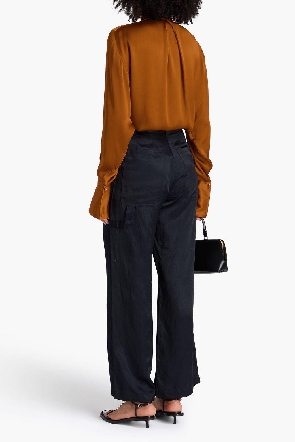 PALMER//HARDING Pussy-bow satin-crepe blouse