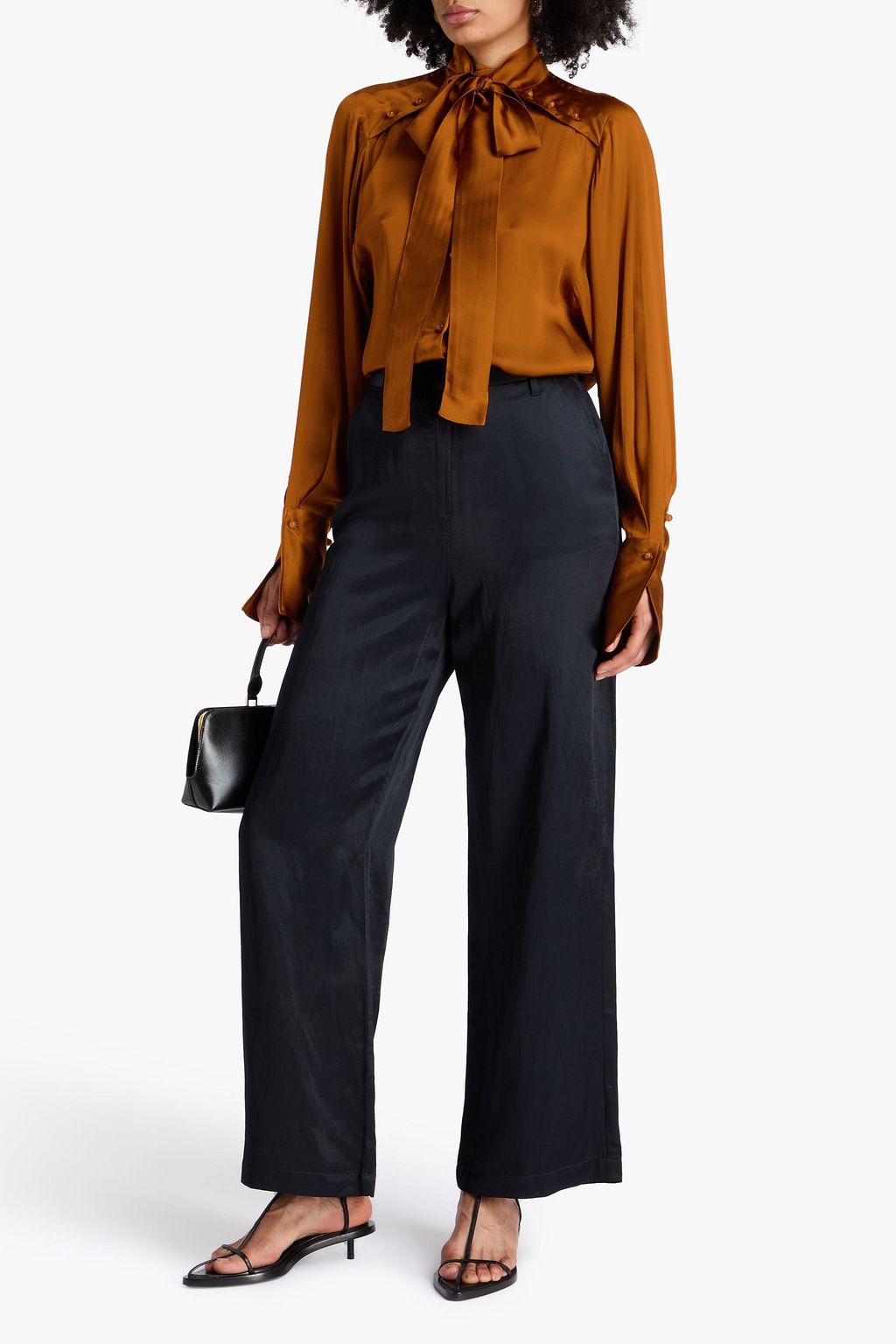 PALMER//HARDING Pussy-bow satin-crepe blouse