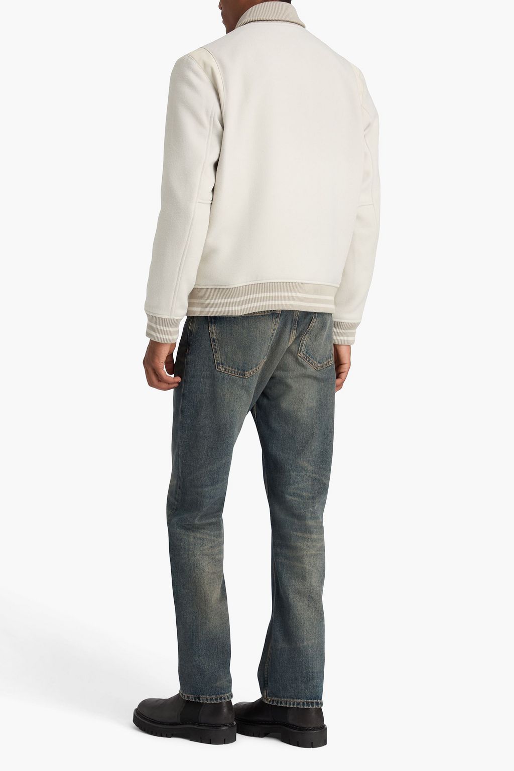 PAIGE Tomlinson leather-trimmed felt bomber jacket