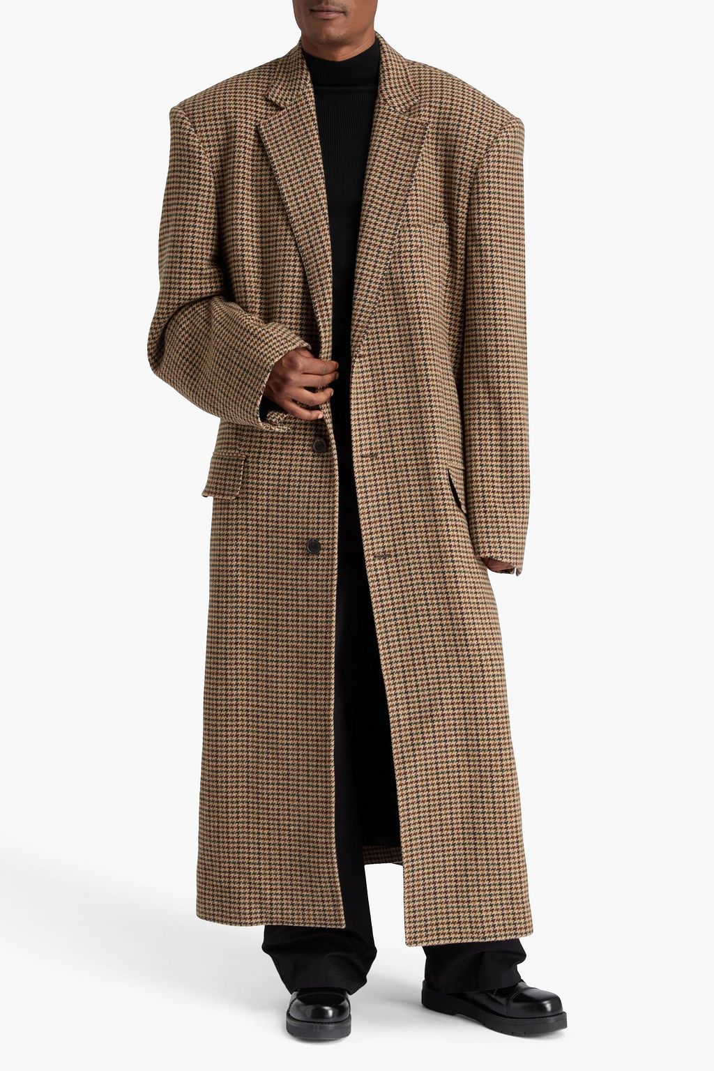 BALENCIAGA Houndstooth wool-blend tweed coat