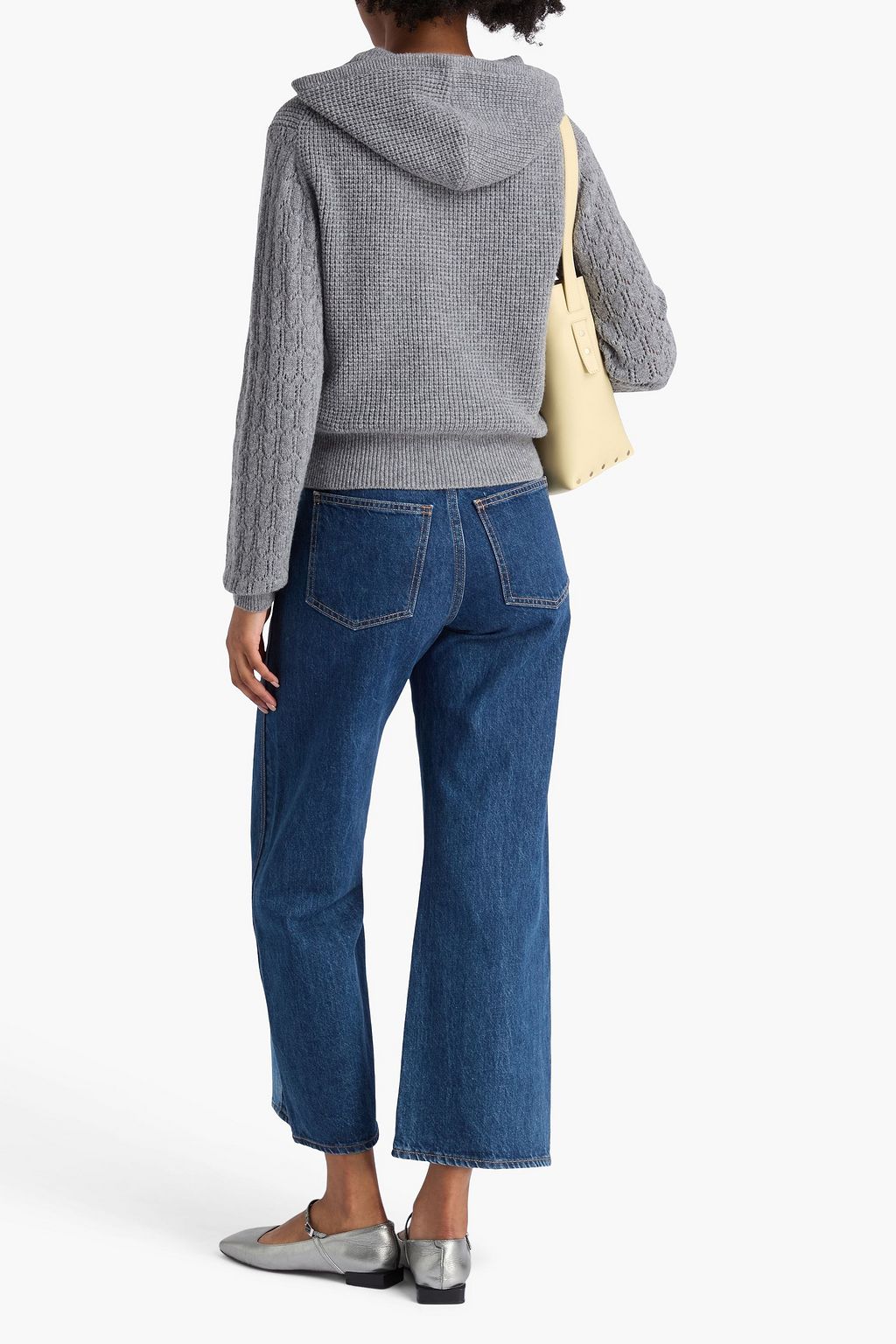 VICTORIA BECKHAM 透かし編み&ワッフルニット ウール混 フーディ