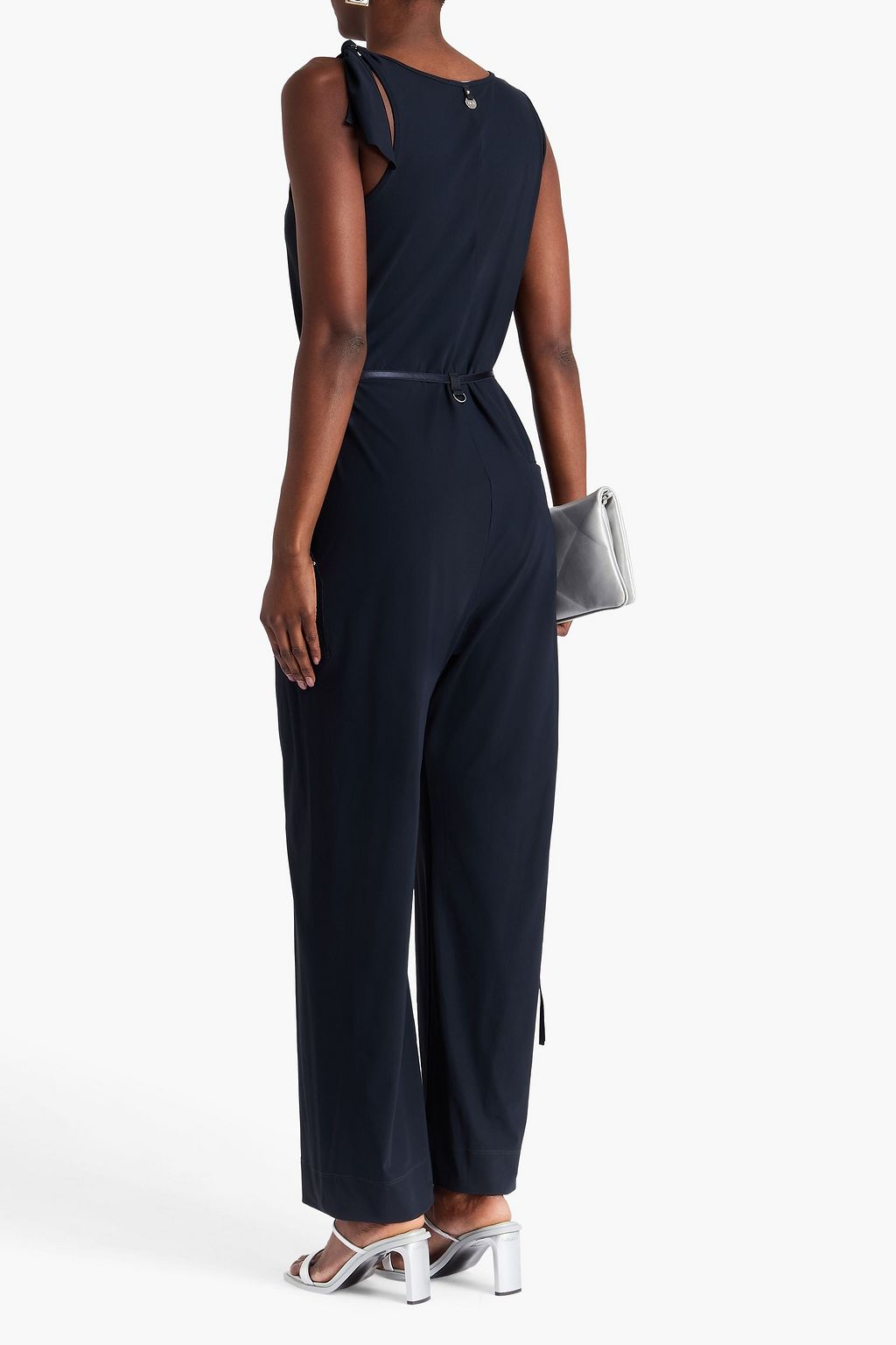 HIGH Jumpsuit aus Stretch-Jersey mit Gürtel und Rüschen