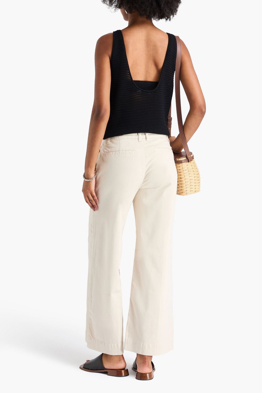 FRAME Hose „Le Pixie“ mit weitem Bein aus Twill aus Stretch-Baumwolle