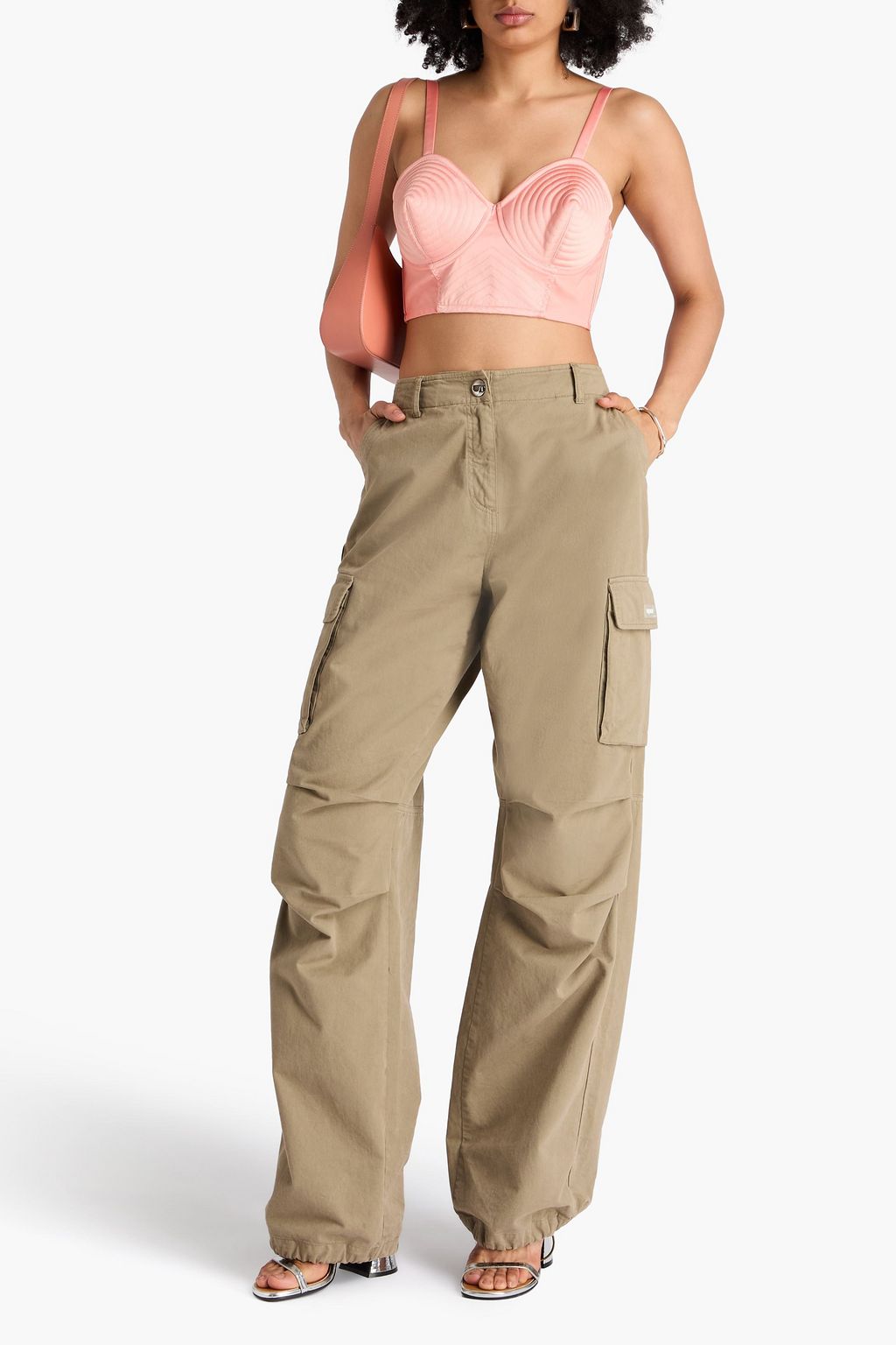 JEAN PAUL GAULTIER Cropped gestepptes Bustier-Oberteil aus Crêpe und Duchesse-Satin