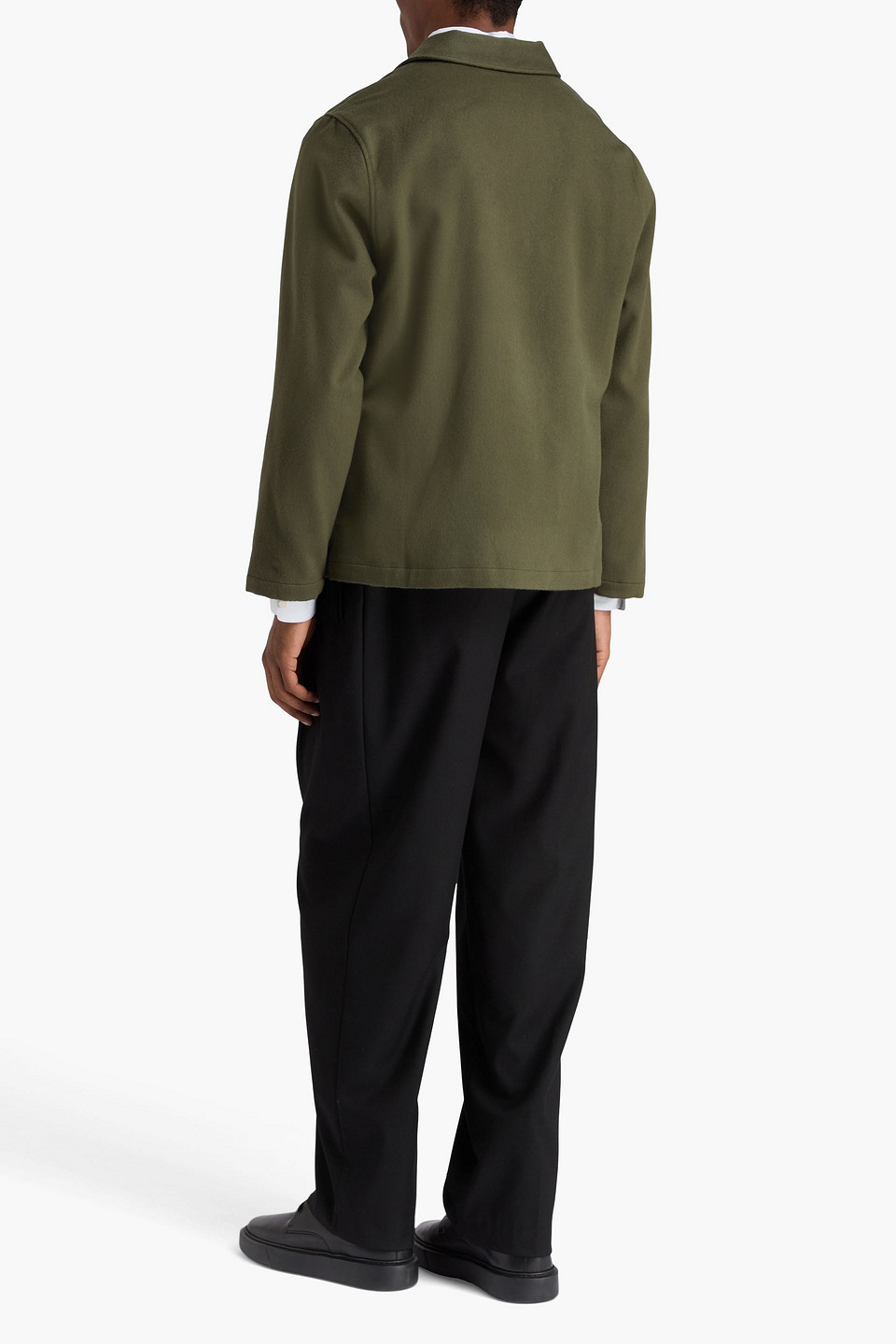 Officine Generale Harrison Wool And Cashmere-blend Felt Overshirt In Green