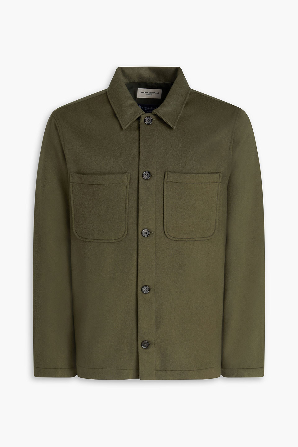 Officine Generale Harrison Wool And Cashmere-blend Felt Overshirt In Green