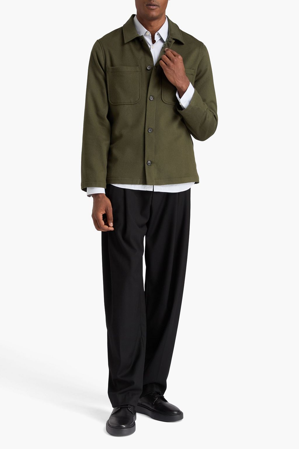 OFFICINE GÉNÉRALE Harrison wool and cashmere-blend felt overshirt