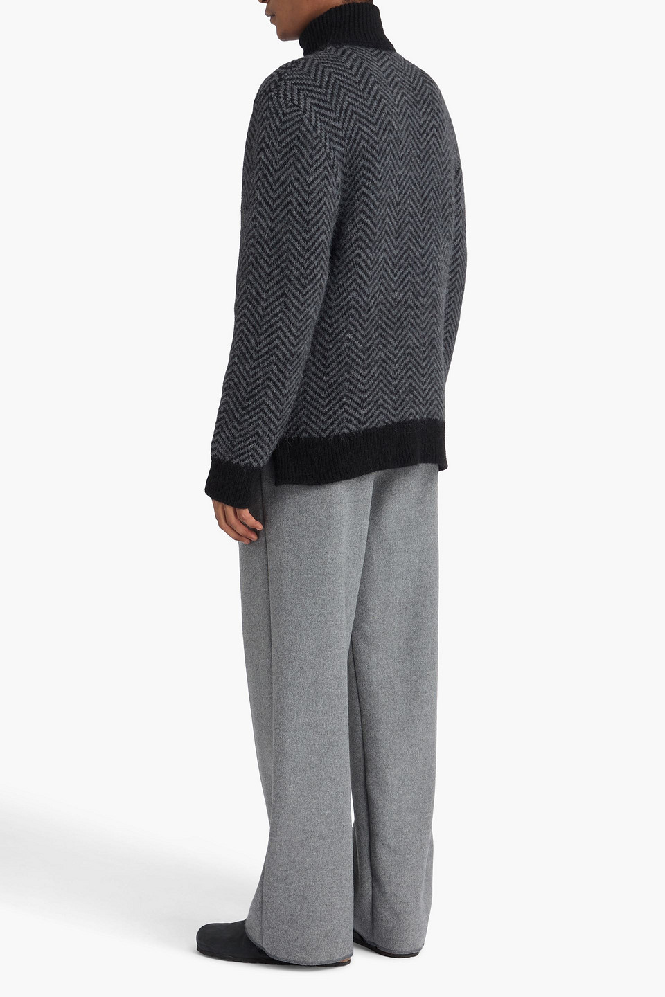  Officine Générale - Rollkragenpullover Aus Einer Alpakamischung Mit Fischgratmuster - Schwarz - S 