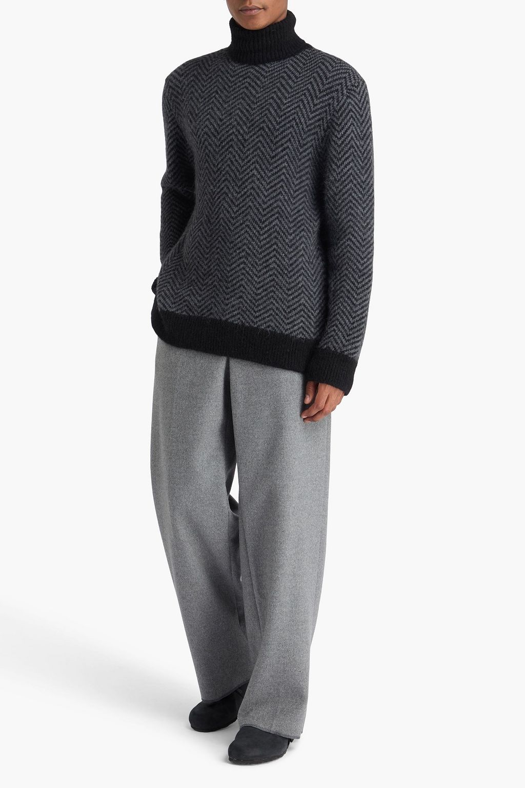 OFFICINE GÉNÉRALE Herringbone alpaca-blend turtleneck sweater