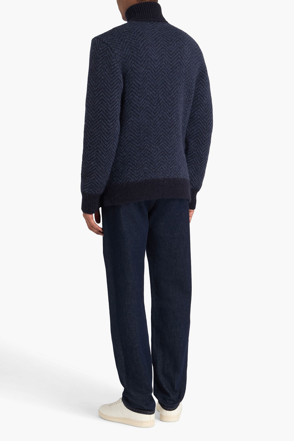  Officine Générale - Rollkragenpullover Aus Einer Alpakamischung Mit Fischgratmuster - Blau - L 