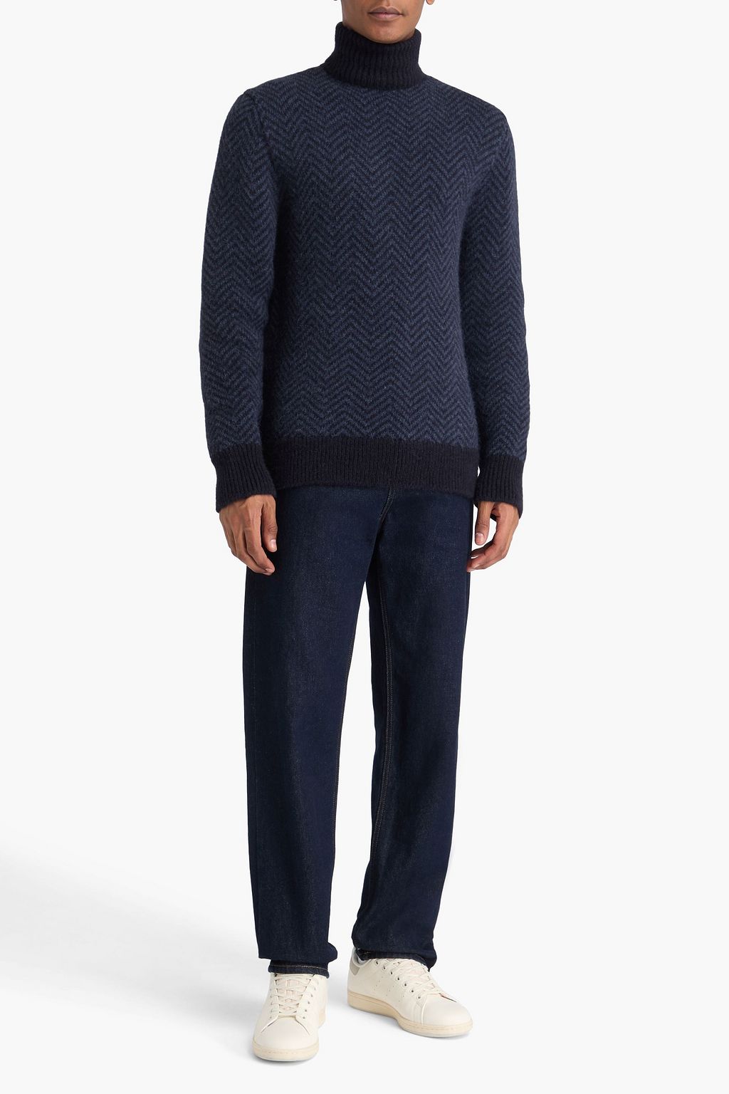 OFFICINE GÉNÉRALE Herringbone alpaca-blend turtleneck sweater