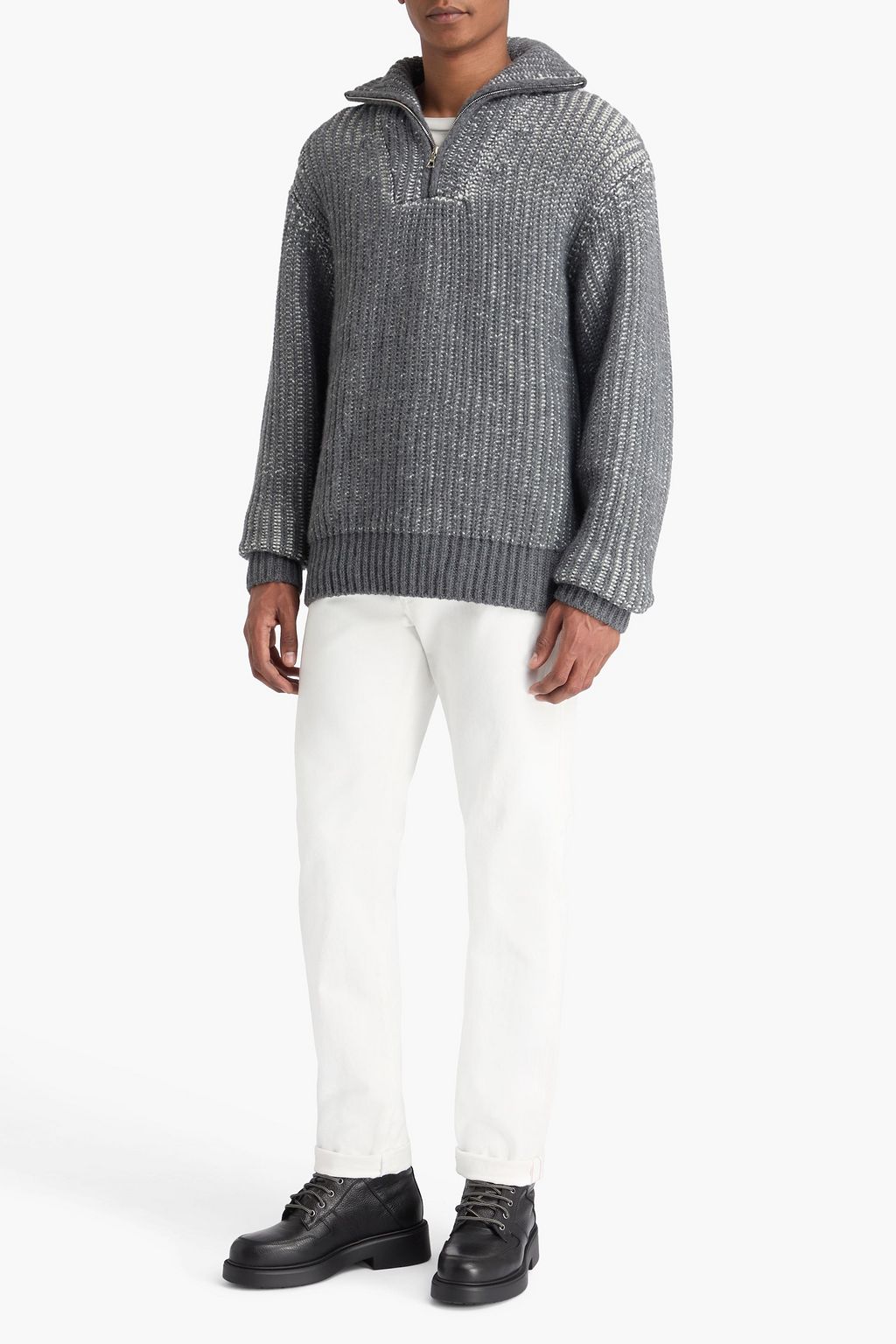 OFFICINE GÉNÉRALE Tarek ribbed wool half-zip sweater