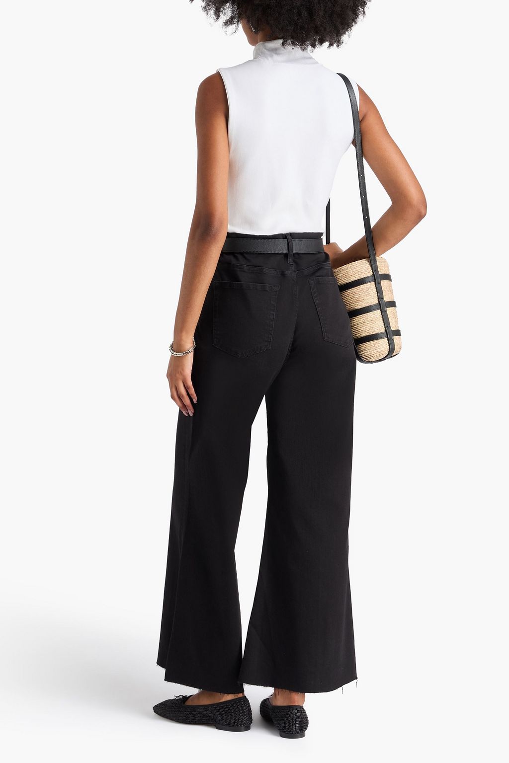 FRAME Le Palazzo hoch sitzende Jeans mit weitem Bein und Fransen