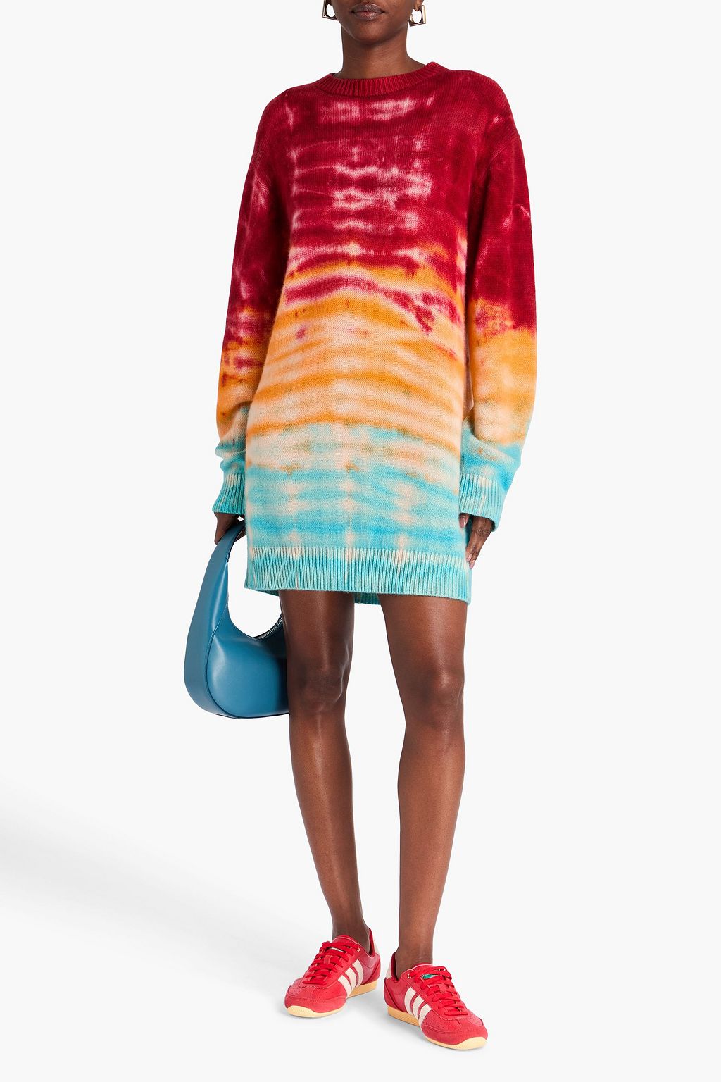 THE ELDER STATESMAN Minikleid aus Kaschmir mit Batikmuster