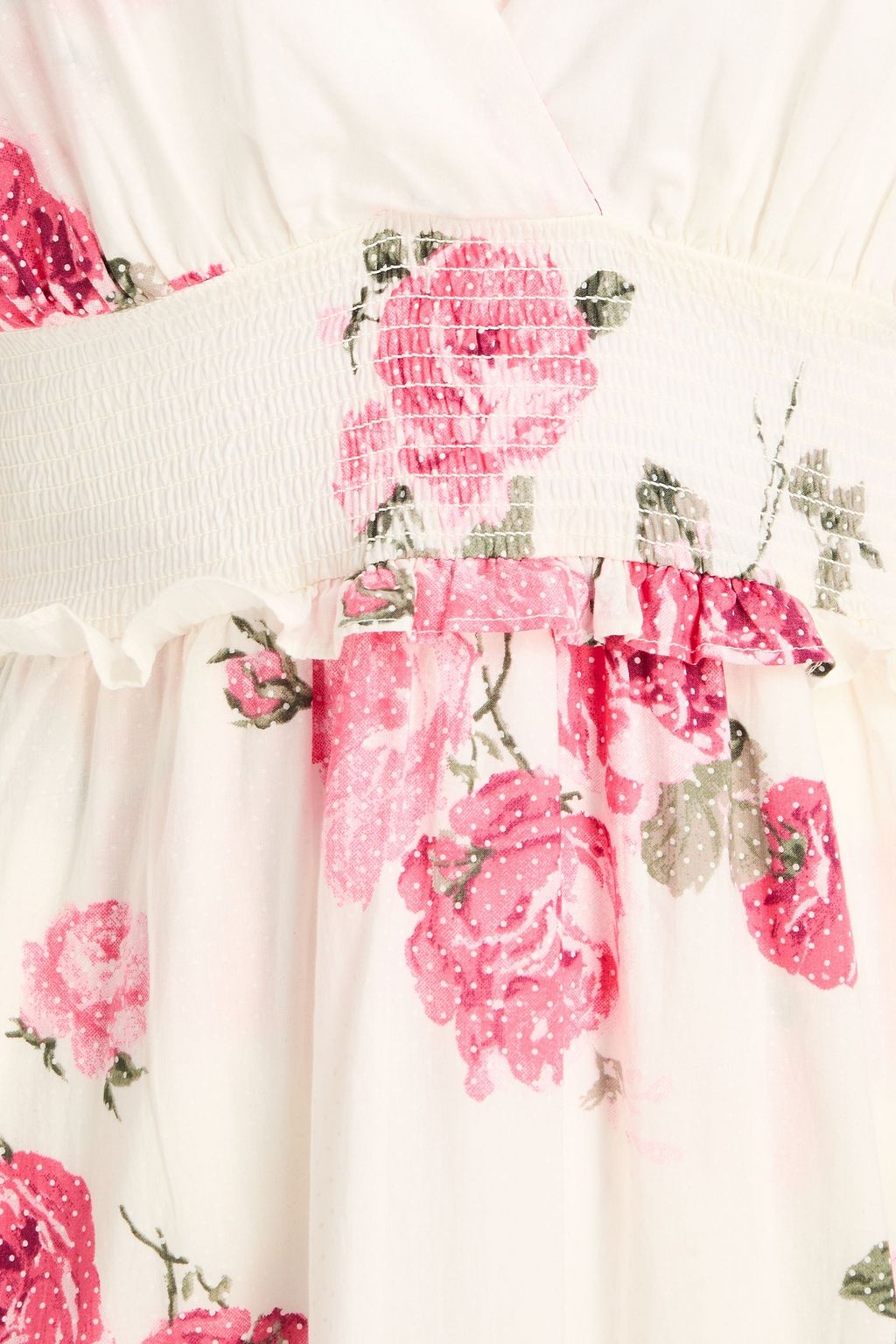LOVESHACKFANCY Firefly Midikleid aus Baumwolle mit floralem Print und Rüschen